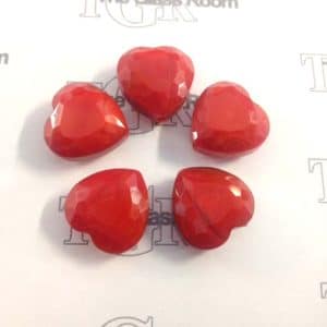 5 x Hot Red Opal Heart Beads 15mm