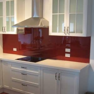 Kitchen Glass Splashback in Resene Jalapeno