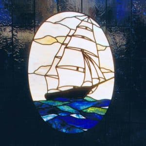 Leadlight panel in Lyttleton, Christchurch