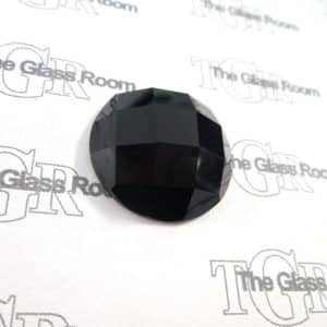 Mirror Backed Faceted Round Jewel 30mm - Black