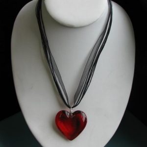 Red Glass Heart Necklace