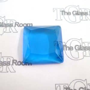 Square Flat Top Faceted 25mm - Sky Blue